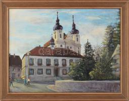 Olvashatatlan jelzéssel (XX. sz. vége): Városrészlet (Németország vagy Ausztria?). Olaj, farost. Fak...