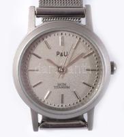 P&amp;U kvarc női karóra, szíjjal, d: 25mm