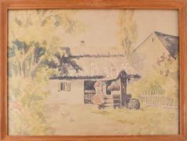 Z Zalán E jelzéssel (XX. sz.): Lány a kútnál. Akvarell, papír. Üvegezett fakeretben, 33×50 cm
