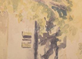 Z Zalán E jelzéssel (XX. sz.): Lány a kútnál. Akvarell, papír. Üvegezett fakeretben, 33×50 cm