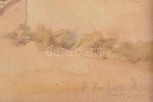 Z Zalán E jelzéssel (XX. sz.): Kinn, padon. Akvarell, papír. Üvegezett fakeretben, 33×50 cm