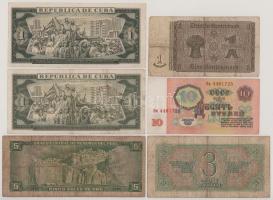 Vegyes, 6db-os külföldi bankjegytétel, benne Német Harmadik Birodalom, Kuba, Peru, Szovjetunió T:F,V...
