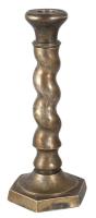 Csavaros testű fém gyertyatartó pár, m: 22 cm