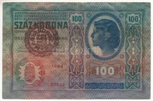 1912. 100K "1884 50243", piros "MAGYARORSZÁG" felülbélyegzéssel T:F beszakadás
...