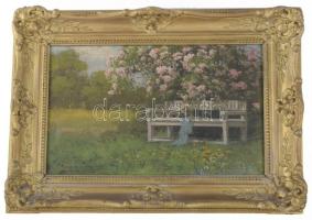 Neogrády László (1896-1962): Virágzó park. Olaj, vászon. Jelezve balra lent. Dekoratív fakeretben. 2...