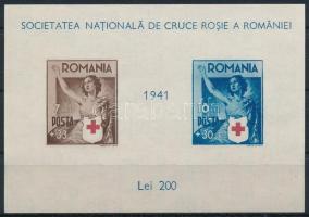 1941 Vöröskereszt blokk Mi 16, felcsúszott bal oldali piros színnyomat