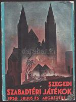 1938 Szegedi Szabadtéri Játékok programfüzete, sarokhiánnyal, 31p