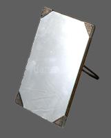 Antik asztali tükör, fa hátlappal, 18x12 cm