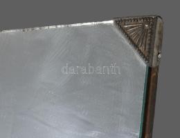 Antik asztali tükör, fa hátlappal, 18x12 cm