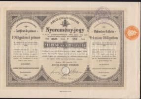 1912. Járadékkölcsön államadóssági kötvény 100K-ról, szelvényekkel + 1915. Magyar Jelzálog Hitelbank nyeremény-jegye