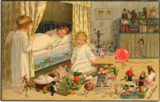 Christmas, children art postcard. August Rökl Nr. 1443. s: Pauli Ebner (EB)