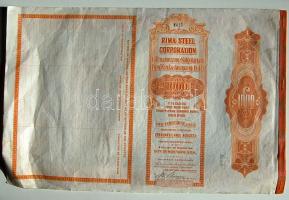 1925 Rimamurány-Salgótarjáni Vasmű Rt. 1000$-ról szóló kötvénye