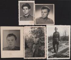 cca 1950-1960 Magyar Néphadsereg, híradósok portréi, 5 db fotó, 5,5x4 cm és 9x6,5 cm között