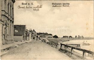 1916 Bród, Nagyrév, Slavonski Brod, Brod na Savi; Molinarovo setaliste / korzó a Száva mellett. Izid...