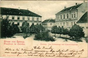 1901 Eszék, Essegg, Osijek; Festung. Das Gymnasium und General-Kaserne / erőd, gimnázium és laktanya...