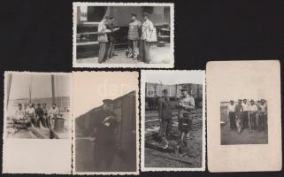 cca 1945-1955 Vasúti témájú fotók, 5 db, 6x9 cm körüli méretben