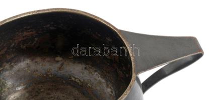 Hacker ezüstözött kétfüles edény, jelzett, 24x9 cm