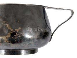 Hacker ezüstözött kétfüles edény, jelzett, 24x9 cm