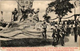 Beograd, Belgrade, Belgrád; König Peter und Kronprinz Alexander legen silberne Kränze an das Karageo...