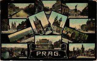 1910 Praha, Prága, Prague; Wenzelsplatz mit Museum, Ferdinandstrasse, Radetzkyplatz, Altstädter Ring...