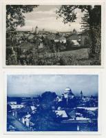 1938 Losonc, Lucenec - 2 db RÉGI város képeslap: látkép, zsinagóga / 2 pre-1945 town views: synagogu...