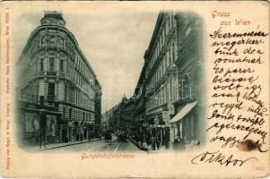 1900 Wien, Vienna, Bécs; Gumpendorferstrasse / street view, shops (crease)