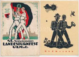 4 db RÉGI vegyes képeslap, közte visszatért bélyegzés / 4 pre-1945 mixed postcards