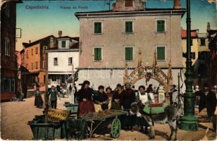 Koper, Capodistria, Capo D'Istria; Piazza da Ponte / market square, donkey (fa)