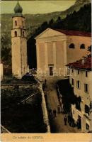 1917 Centa San Nicolo, Zenten (Südtirol); church and bell tower, tavern + "K.u.k. Arbeiter-Komp...