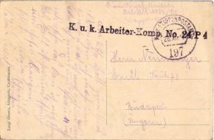 1917 Centa San Nicolo, Zenten (Südtirol); church and bell tower, tavern + "K.u.k. Arbeiter-Komp...