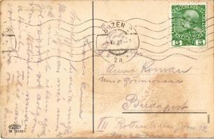 1911 Bolzano, Bozen (Südtirol); Defreggerstrasse mit Colonnadenhof / street view, tram (fl)