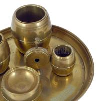 cca 1920 Bronz dohányzó készlet, egybeszerelt, gyufagyújtó felülettel és szivarvágó résszel, kis def...