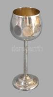 cca 1940 Art deco ezüstözött talpas pohár szett tálcán, 41x24 cm, m: 14 cm