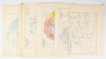 12 db magyar történelmi térkép, vegyes állapotban, 26x35 cm körüli méretben