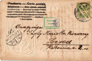 1904 Dombornyomott szecessziós képeslap: olvasó hölgyek, makkok / Art Nouveau, Emb. postcard with re...