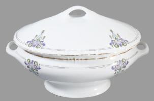 cca 1910 Szecessziós leveses tál. Számozott, kis kopással, 32x18 cm