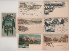 7 db RÉGI magyar város képeslap, közte lithok / 7 pre-1945 Hungarian town postcards, with lithos