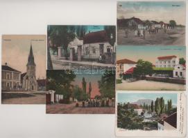 14 db RÉGI színes magyar város képeslap, kis települések / 14 pre-1945 coloured Hungarian town postc...