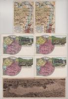 TÉRKÉPEK - 7 db RÉGI magyar képeslap / MAPS - 7 pre-1945 town postcards