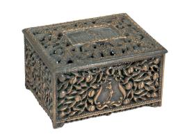Bronzírozott áttört díszítéses díszdoboz, 15x12 cn