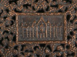 Bronzírozott áttört díszítéses díszdoboz, 15x12 cn