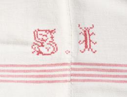 cca 1935 Erdélyi monogramos terítő, cca 115x160 cm