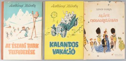 3 db könyv - Aszlányi Károly: Az északi park felfedezése + Kalandos vakáció + Carrol, Lewis: Alice C...
