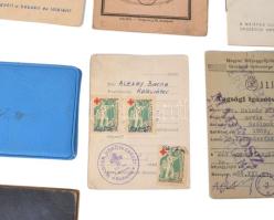 11 db vegyes igazolvány: régi munkakönyvek, MNDSZ tagsági könyv, Magyar Szabadságharcos Szövetség ta...
