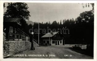 Rabenstein an der Drau, Reichsgrenze. Verlag K. Glantschnigg (Graz) / state borders, Shell gas stati...