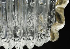 Muranói óriásváza formába öntött buborékos, száldíszítéssel, benne aranypor dekorációval. Hibátlan m...