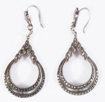 Ezüst (ag) fülbevaló pár markazitokkal, bruttó 8,3g