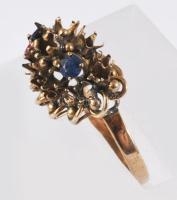 Arany (Au) gyűrű, jelzés nélkül, 9-10ct, m:56, kövei többsége hiányzik, bruttó 5,1g