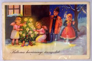 KARÁCSONY - Kb. 1000 db RÉGI karácsonyi üdvözlőlap 10 képeslap albumban. Érdekes anyag, érdemes megn...