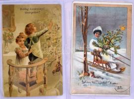 KARÁCSONY - Kb. 1000 db RÉGI karácsonyi üdvözlőlap 10 képeslap albumban. Érdekes anyag, érdemes megn...